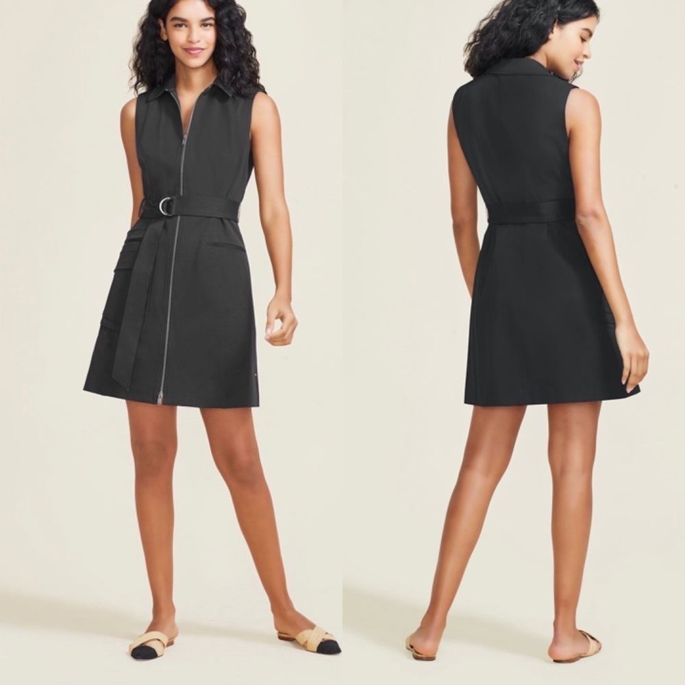 Pearl by Lela Rose Stretch‎ Cotton Zip Front Dress Black Size 6